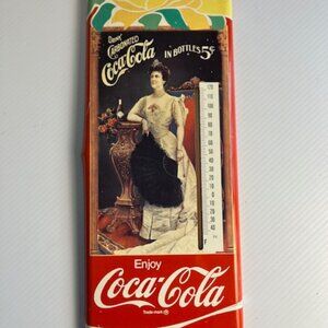 Vintage Coca-Cola advertising Thermometer 1981 w/ Victorian era women 16" x 6"